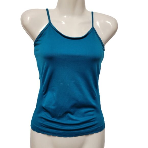 BLUE Spaghetti Strap Tank Top Spandex Fitted Camisole- One Size- NEW - Picture 1 of 7